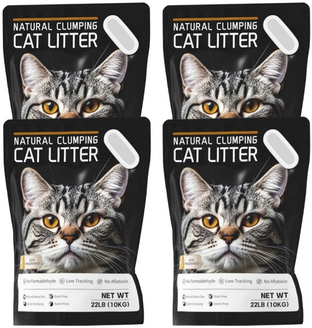 MEOW캣리터 고양이모래 먼지없는 천연 소디움 벤토나이트모래, 무향, 4개, 10kg