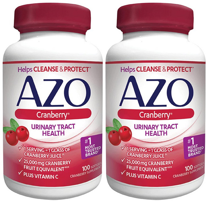AZO Cranberry Urinary Tract Health 아조 크랜베리 유니네리 트랙트 헬스 100소프트젤 2팩, 100정, 2개