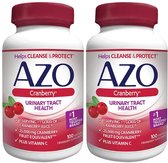 AZO Cranberry Urinary Tract Health 아조 크랜베리 유니네리 트랙트 헬스 100소프트젤 2팩, 100정, 2개 - 쿠팡