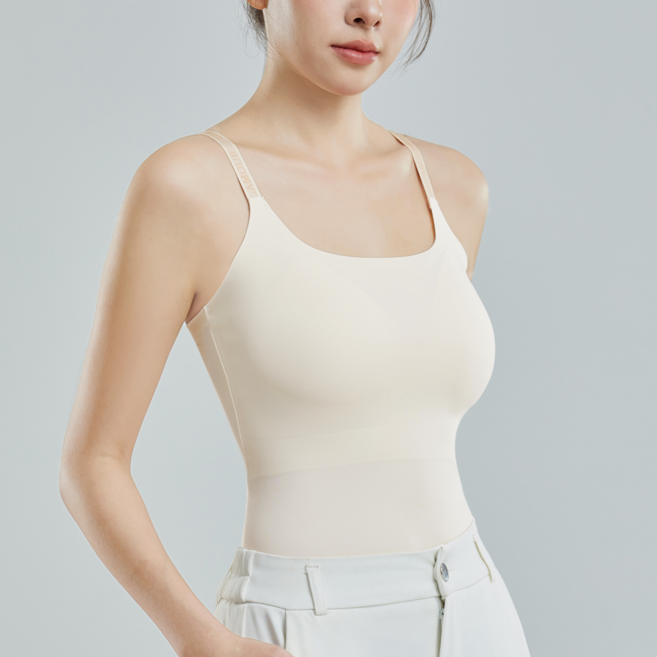 미노스토리 여성 볼륨업 내장패드 에어핏 심리스 나시탑