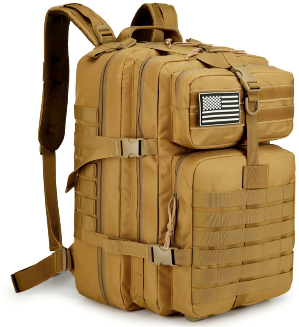 대용량 택티컬 캠핑 등산 밀리터리 백팩 탐험 트레킹 가방 방수 내마모원단 45L, 카키