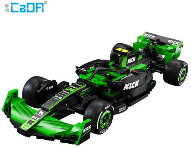 아스라다 MOC Sauber F1 팀 C44 포뮬러-1 레이싱 카 번호 24 럭셔리카 로고 빌딩 블록 시티 킥 자동차 벽돌, 1개