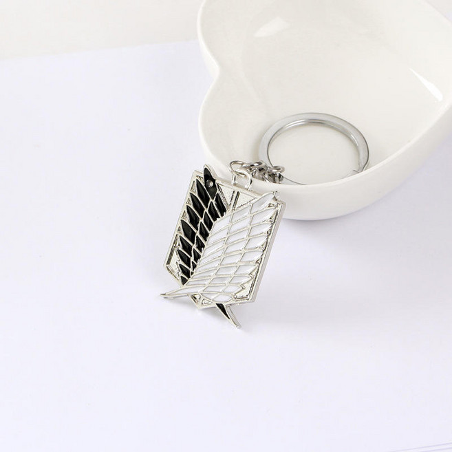 진격거 조사병단 키링 자유의 날개 열쇠고리, 1개, 블랙