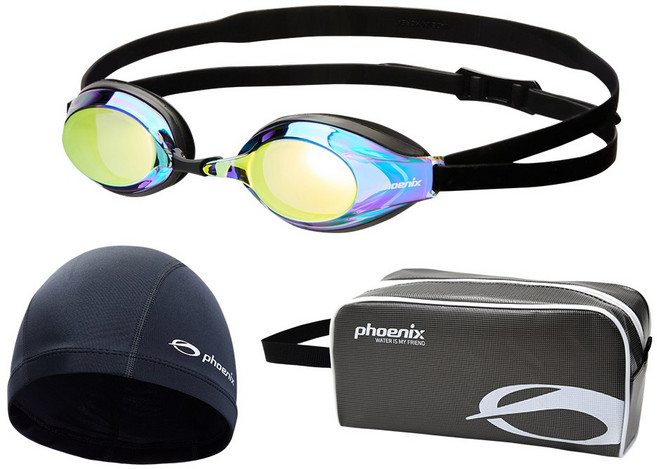 피닉스 3종 수영용품 세트 D, 골드, 1개