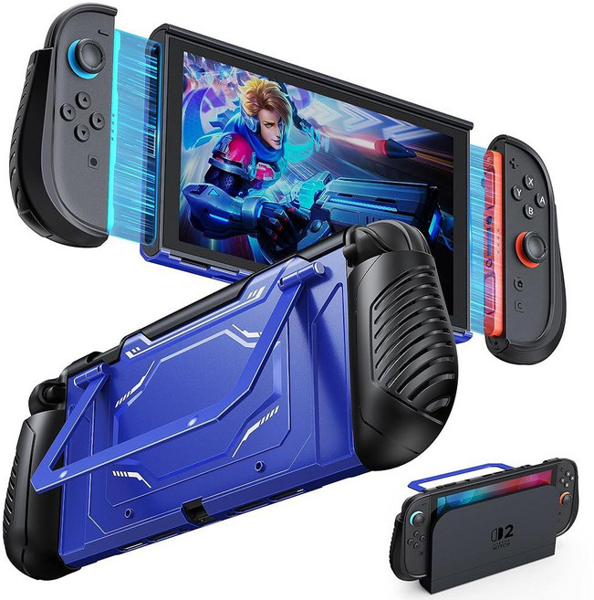 Switch 2 Protective Case with Kickstand FYOUNG Dockable Hard PC Shell for Nintendo Switch 2 Conso, Dark Blue, 1