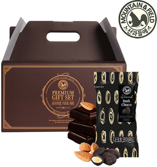 산과들에 다크초콜릿아몬드 60입 선물세트, 60개, 20g