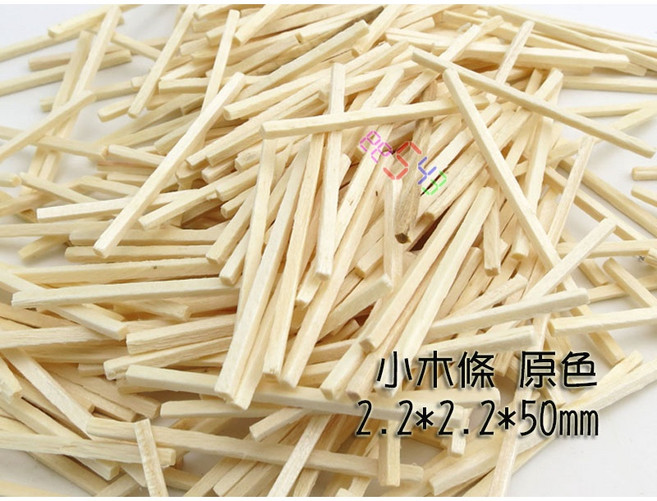 小木條 1000支 DIY 材料 2.2*2.2*50mm 木棒 手工勞作 模型工藝品 基礎材料 火材棒 木材, 1個, 原色