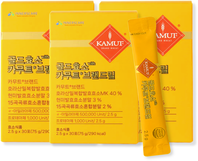 골드 카무트 효소 식약청인증 HACCP 곡물 효소분말 100% 정품, 3개, 30회분