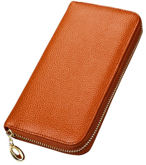 RFID新款招財色錢包黃色錢包真皮手拿包 多功能大容量長款拉鍊錢包長夾卡包【奧特萊斯】