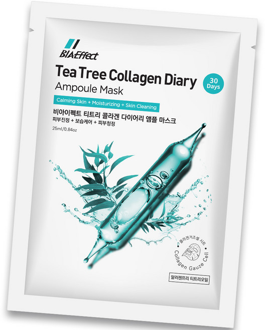 비아이펙트 티트리 콜라겐 다이어리 앰플마스크팩 25ml /리얼 티트리오일 함유, 1개입, 100개
