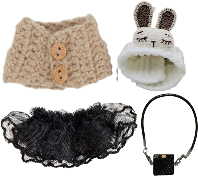 티니숲속 모루인형 옷 꾸미기 세트 10종 멜빵 원피스 니트 조끼 안경 소품 패키지, 1개, 베이지 조끼 세트