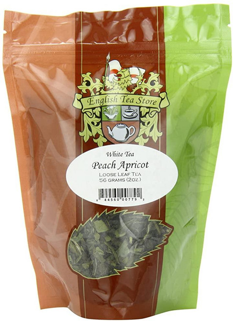 English Tea Store 루즈 리프 루이보스 허브 티 118.3ml(4온스), 복숭아 살구 화이트 티, 2 Ounce (Pack of 1), 1개, 1개
