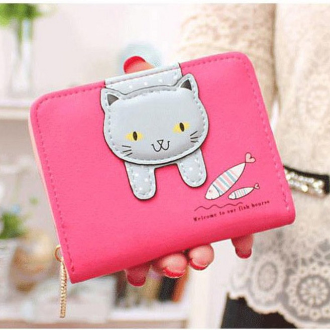에이스 미니캣 고양이 어린이반지갑 부드러운 가죽지갑 넓은파티션 수납슬롯 108 반지갑