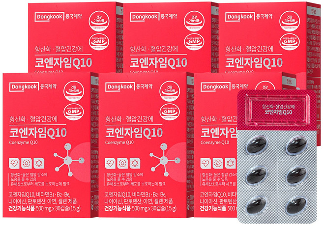 동국제약 항산화 혈압건강에 코엔자임큐텐(Q10) 500mg x 30캡슐 6박스 6개월분, 30정, 6개