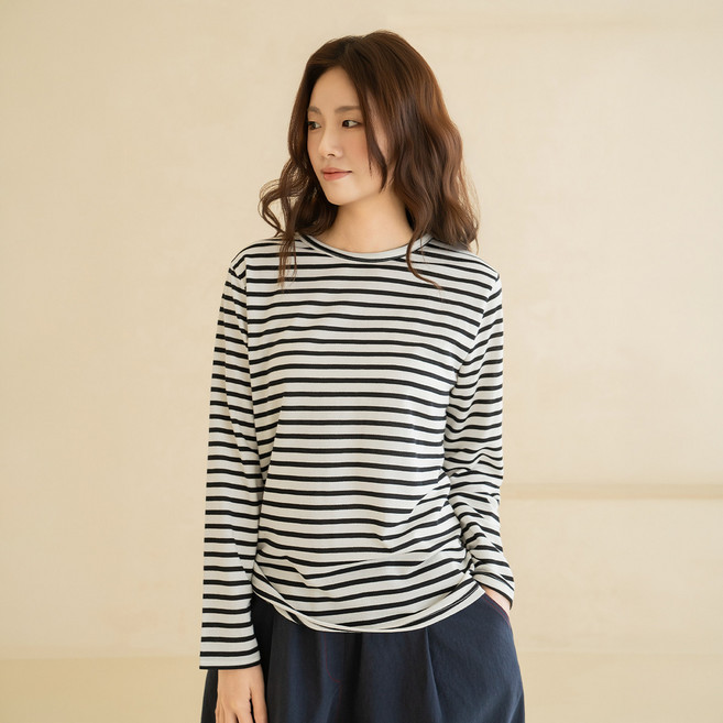 마담4060 엄마옷 마담4060 내추럴포엠 소프트스트라이프 여성 데일리 티셔츠 -RTE2603016-