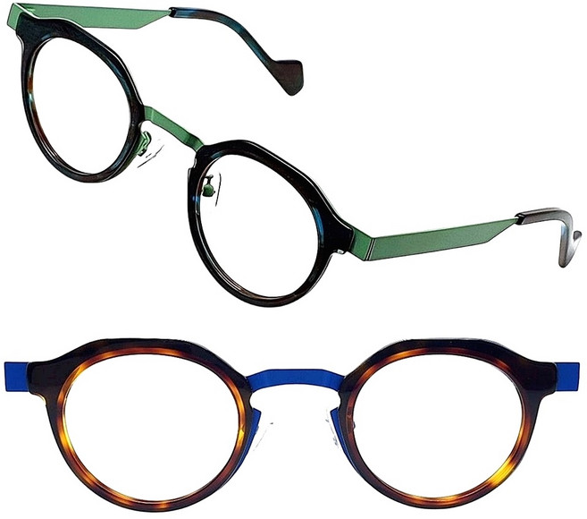 EYES ONE 콤비 메탈 뿔테 안경 원형 라운드 패션 명품 고도근시 고도수 돋보기 작은 안경테