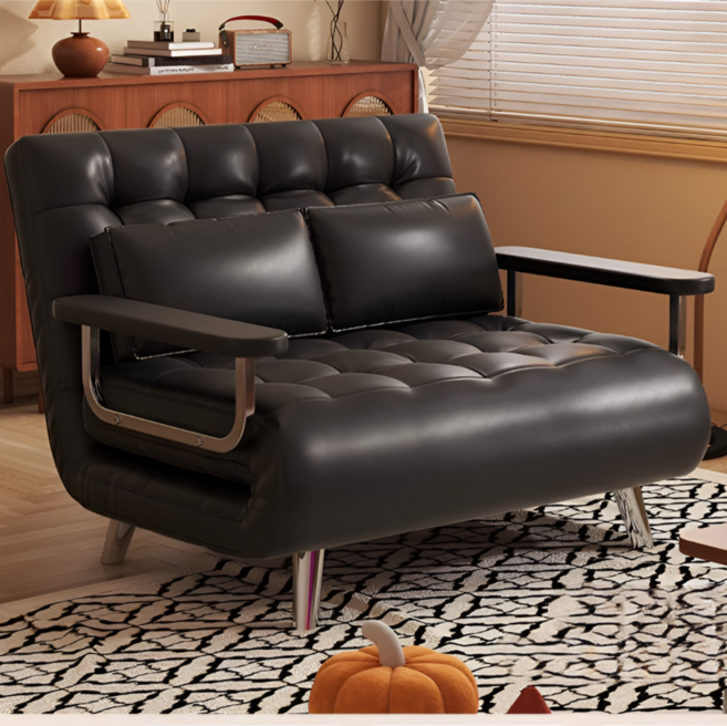 지헨 푹신한 1인용 2인용 소파베드 접이식 소파침대, 블랙