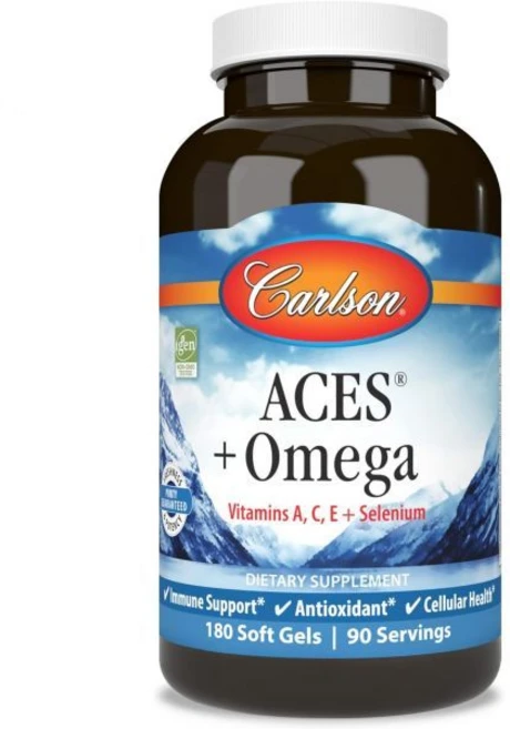 셀레늄 황산화 Carlson ACES + Omega Vtamns A C E & Selenum Omega3s EPA and DHA Health Support 180 Softgel, 180 Count (Pack of 1), 1개, 180정 - 쿠팡