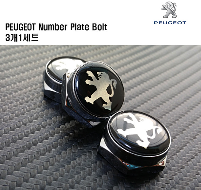 푸조번호판가드 메탈스티커 메탈스티커 신형 구형 비천공 J타입, 번호판볼트(블랙), 1세트
