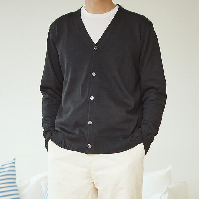 남자 가디건 베이직 브이넥 가을 겨울 데일리룩 남성 니트 가디건