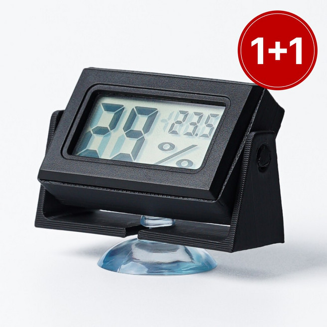 [1+1] 테라돔 테라리움 파충류 부착식 디지털 온습도계, 블랙, 2개