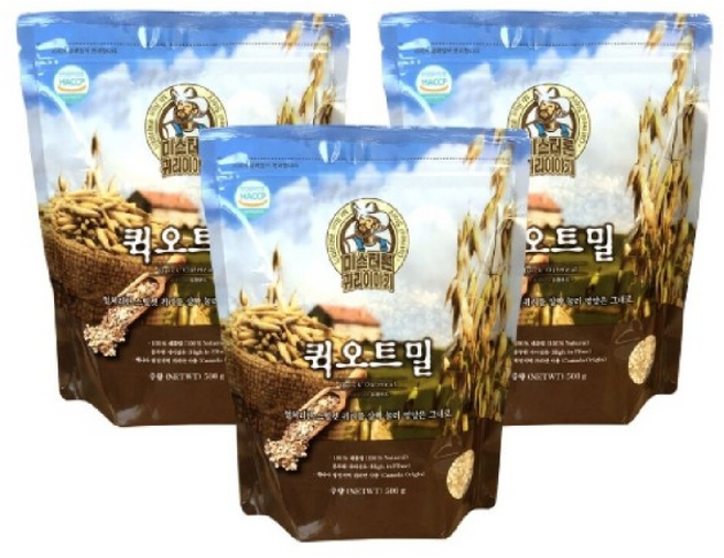 퀵오트밀 귀리 100프로 아침식사대용, 500g, 3개