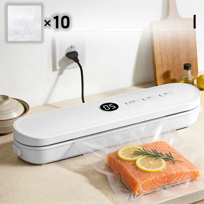 Ditwo 가정용 원터치 진공포장기 건습 겸용 진공 밀봉 식품 압축기, 화이트, 화이트