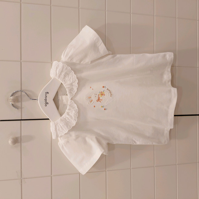 아가방 nc청주점#26년여름신상~코디하기 좋은 레이스 카라 반팔 퍼프 티셔츠