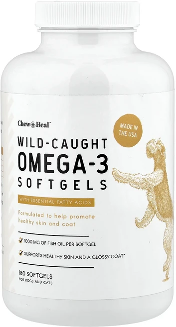 헁복하고 건강하세요 Chew + Heal 야생 포획 오메가3 강아지 및 고양이용 소프트젤 180정 늘 챙기셔야합니다, ChewHeal야생포획오메가3강아지및고양이용소프트젤18 - 쿠팡
