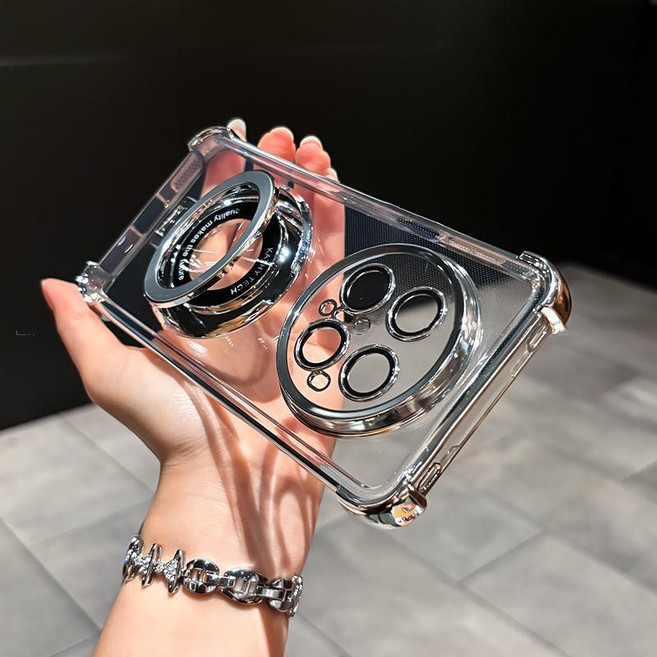 KATHY TECH 氣囊防摔抗震 手環支架手機殼 適用 VIVO V70 V60 V50 V40 Y50 X300 X200 X100, 1個, 銀色,VIVO X300