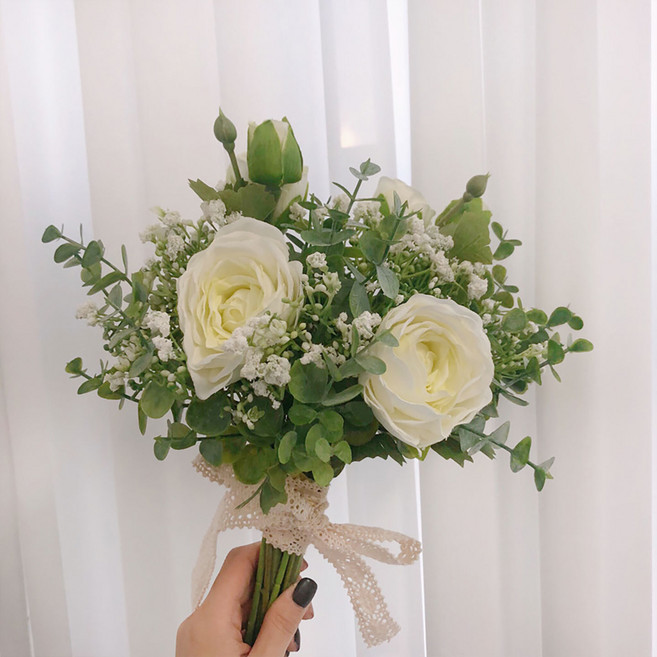 들꽃 부케 조화 꽃다발 3colros, 화이트