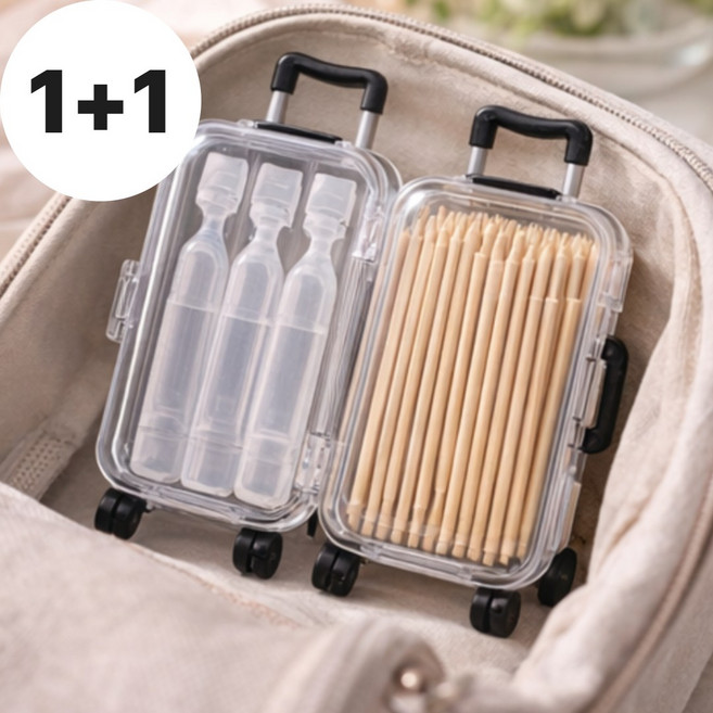 휴대용 면봉케이스 치실 이쑤시개 케이스 보관함, 투명, 2개