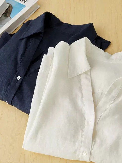 100%亞麻氣質通勤長袖襯衫女裝