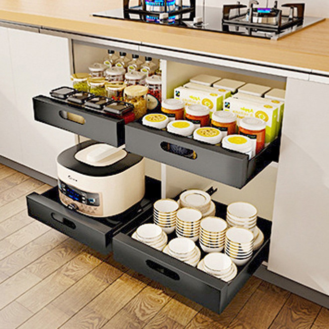 HK.sell 슬립 슬라이딩 레일 부착식 주방 선반, 그레이, 1개