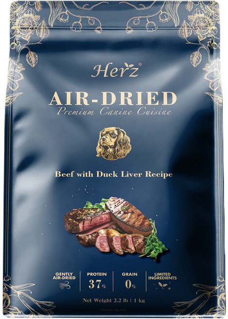 Herz 赫緻 美饌低溫風乾犬糧 超高適口性 挑嘴狗 狗乾糧 狗主食 狗飼料, 1個, 嫩牛佐頂級鴨肝,1KG