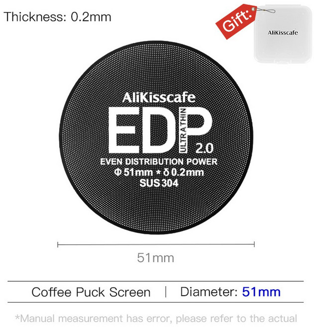 Alikisscafe 에스프레소 퍽 스크린 마그네틱 키트 커피 필터 홀더 스탠드 51mm 53mm 58.5mm Portafilter 액세서리 Barista Tool, 2)51mm EDP 1Pc