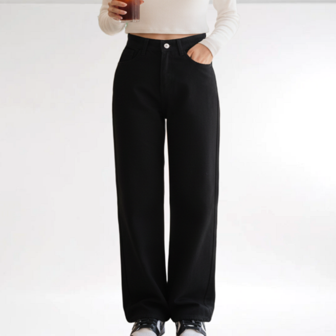 제이지나 여성 청바지 와이드 바지 일자 데님 팬츠 하이웨스트