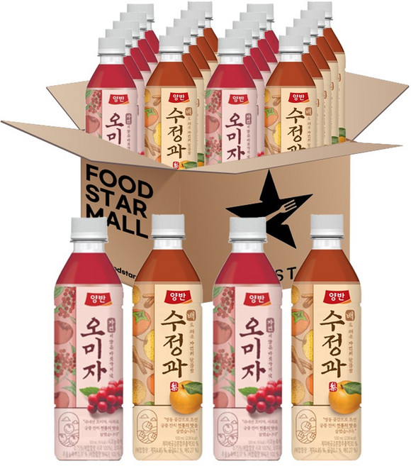 푸드스타 동원 양반 500ml 2종세트(배수정과 오미자차) 각 10입 총 20입, 20개