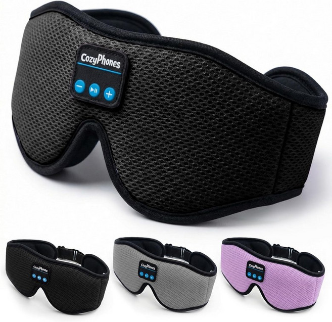 CozyPhones 블루투스 수면 마스크 헤드폰 옆으로 자는 사람들을 위한 무선 여행 명상 및 이명 지원을 통기성 - 블랙, Lavender