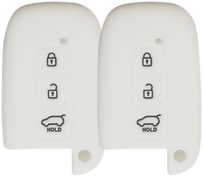 기아 올뉴모닝 레이 구형 (호환가능) 3버튼 실리콘 스마트키케이스 1+1, 화이트, 2개