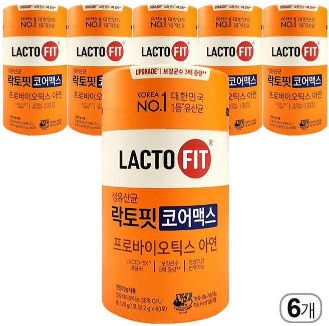 락토핏 생유산균 코어맥스 종근당건강 2g x 60포, 120g, 6박스