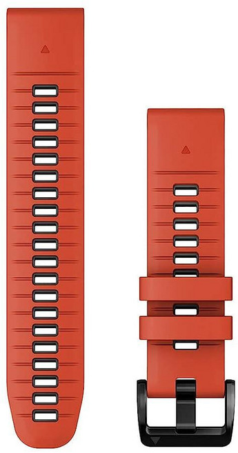 Garmin QuickFit 22mm 시계 밴드 - 포그 그레이/모스 실리콘 밴드 191860, 모던, 플레임 레드/그래파이트
