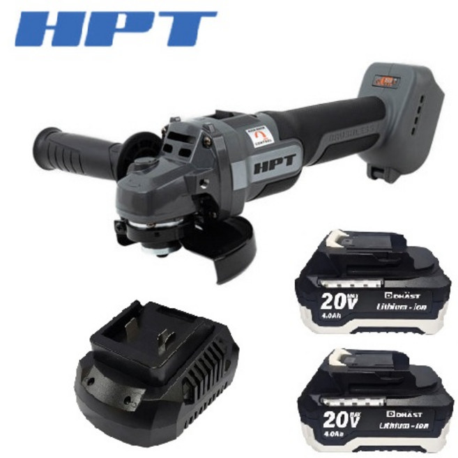 HPT 충전그라인더 배터리 4.0Ah 2개 충전기 풀세트 킥백방지기능 20V MA20-AG185, 1개