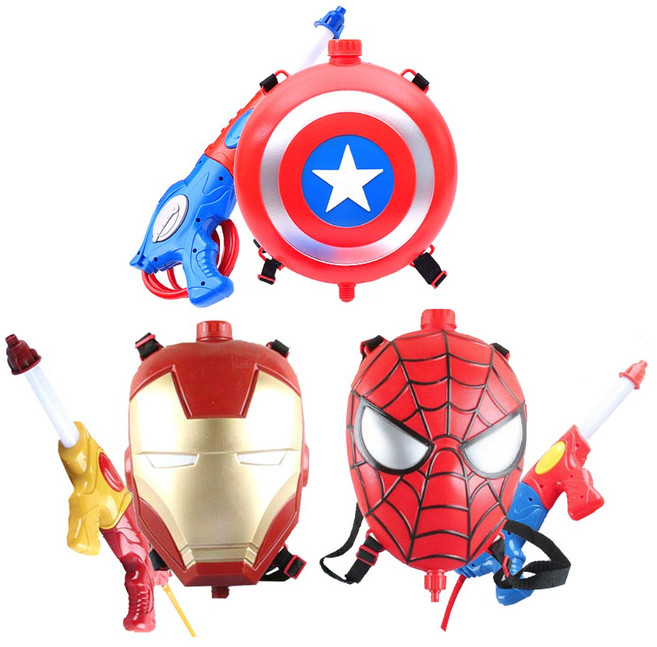 캐릭터배낭물총 어벤져스 대용량물총 +미니동물물총 랜덤 1개, 아이언맨