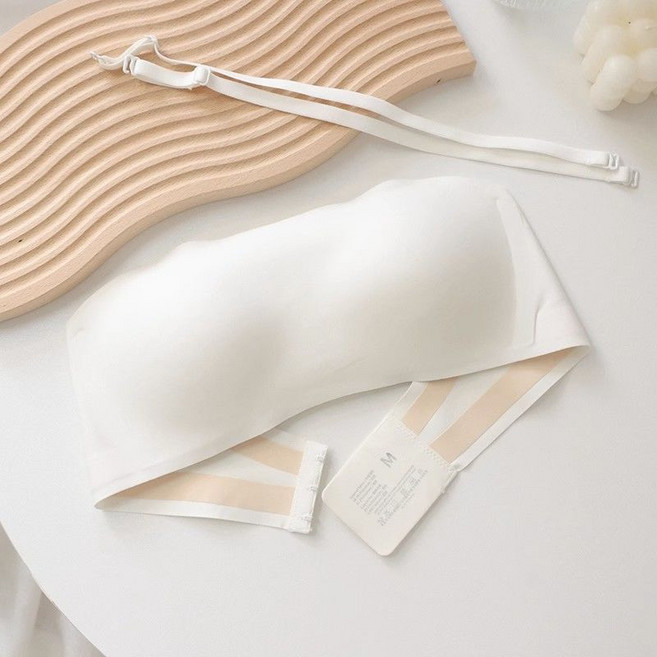 無肩帶內衣女外穿夏季薄款防滑隱形抹胸收副乳果凍條裹胸文胸