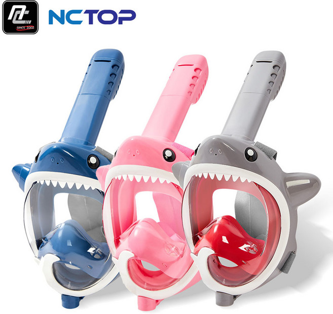 NCTOP 어린이 스노쿨링마스크 물총 상어 귀여운 동물 캐릭터 KC인증, 물총상어 딥블루 (밴드형)