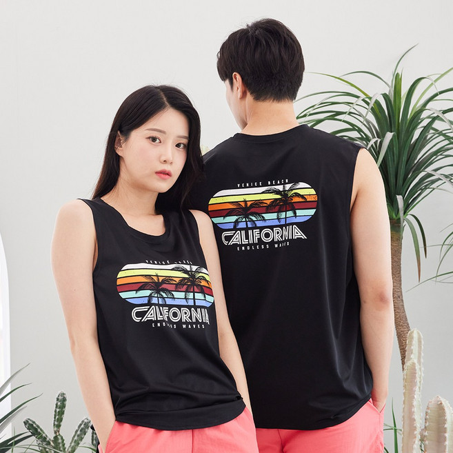 서프코어 남성 여성 빅사이즈 캘리포니아 민소매 나시