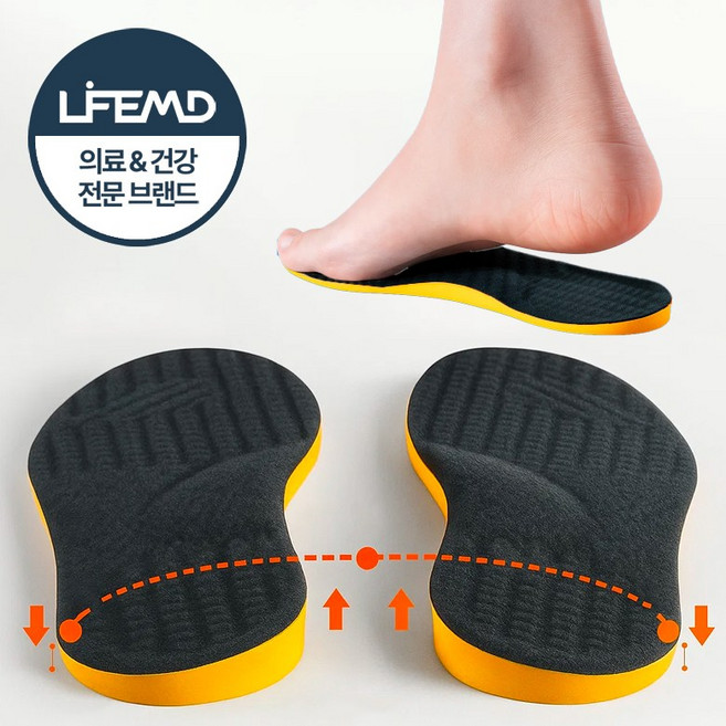 라이프엠디 휜다리 교정용 깔창 X자형 다리 평발 교정 기능성 인솔 아치 보조 쿠션 발편한 구름 메모리폼 패드, 1세트