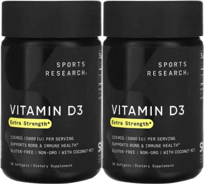 스포츠 리서치 비타민D3 엑스트라 스트렝스 125mcg 30정 2통, 2개 - 쿠팡