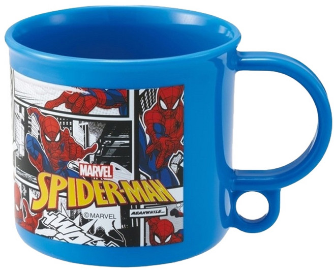 Skater 蜘蛛人銀離子兒童水杯 藍色 200ml 日本製 可吊掛漱口杯, 藍, 1個